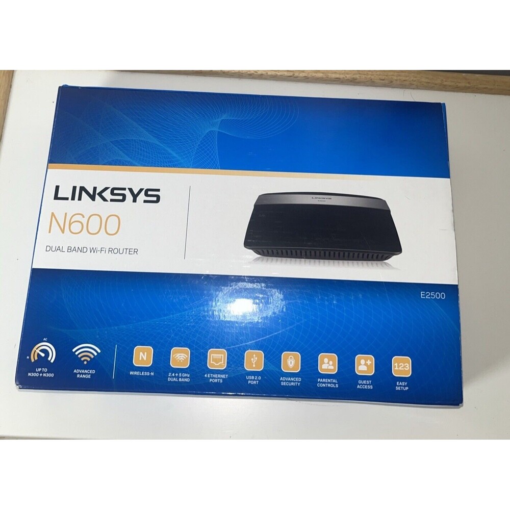 Linksys N600 E2500 Dual Band Wireless N 4-Port Wi-Fi Router E2500-NP